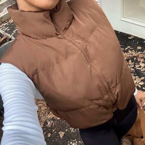 Chocolate Brown Casual Women's Sleeveless Coat Vest - Picture 3 of 7